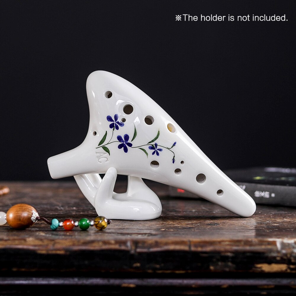 12 Holes Round Head Ceramic Ocarina Alto C Hand Painted Musical Instrument with Lanyard Music Score Protective Bag