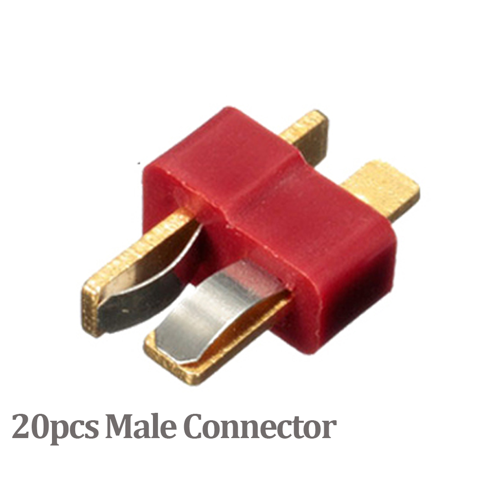 20pcs/lot T Plug Deans Connectors Male & Female DC 500V 25-50A For RC Hobby Helicopter Lipo Battery DIY Accessories: Red