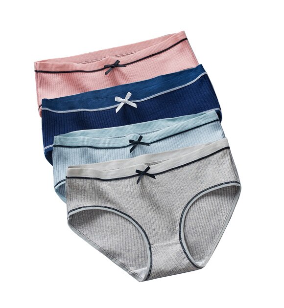 Conjunto de ropa interior de algodón para mujer, bragas de cintura media sólidas, lencería acogedora, calzoncillos tentadores, ropa interior femenina: M / NA198