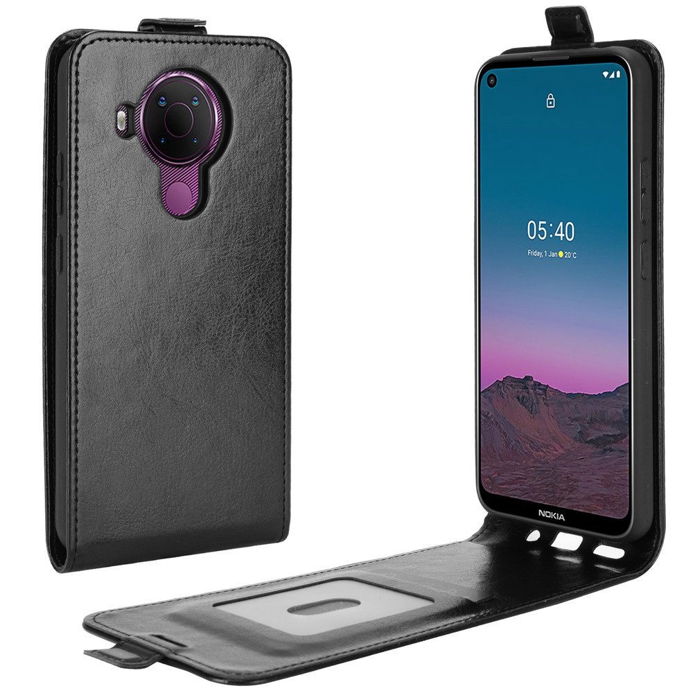 Funda de teléfono de lujo para Nokia 5,4, carcasa protectora de cuero PU con soporte para tarjeta, con tapa y soporte, para Nokia 5,4 de 6,39 pulgadas: Black 1