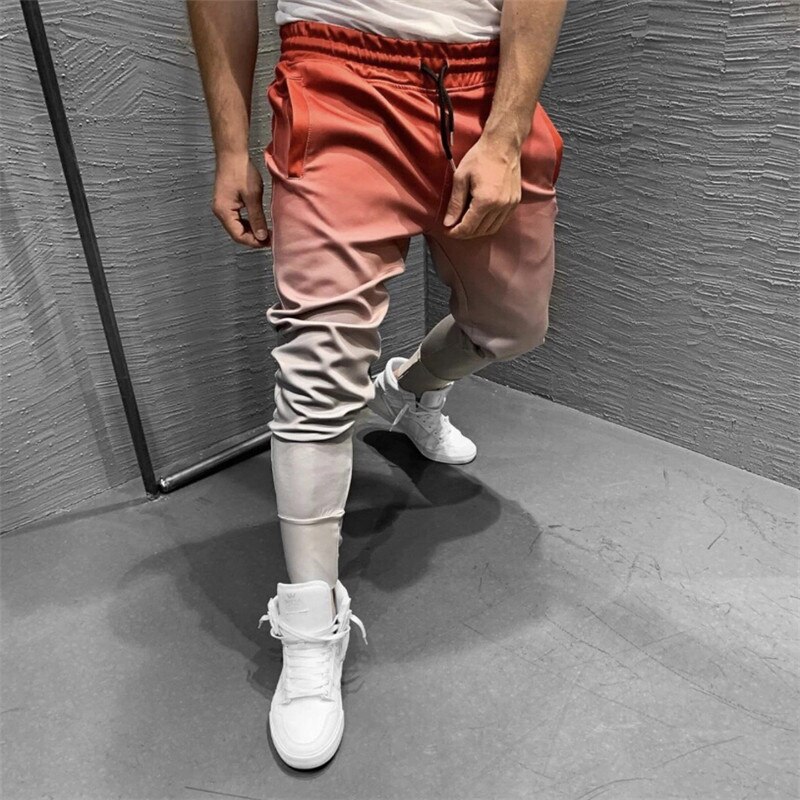 Pantalon Long homme dégradé taille élastique pantalon de survêtement homme Joggers pantalon homme sport skateboard pantalon homme Hip Hop pantalon Long: A / M