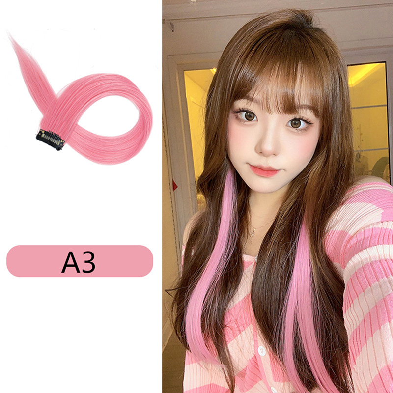 Clipe De Extensão Do Cabelo No Hairpiece, Long Straight Hanging Ear Wig, Extensões Sintéticas Acessórios, 60cm: Azul