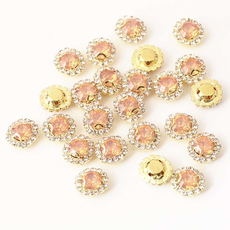 Resen ! Mix Opaal Kleur 8 Mm Gold Sew Op Ronde Steentjes Met Resin Opal/Roze/Groen Diy Rivoli Naaien stenen Met Goud Klauw: Peach Opal / 8MM 20PCS