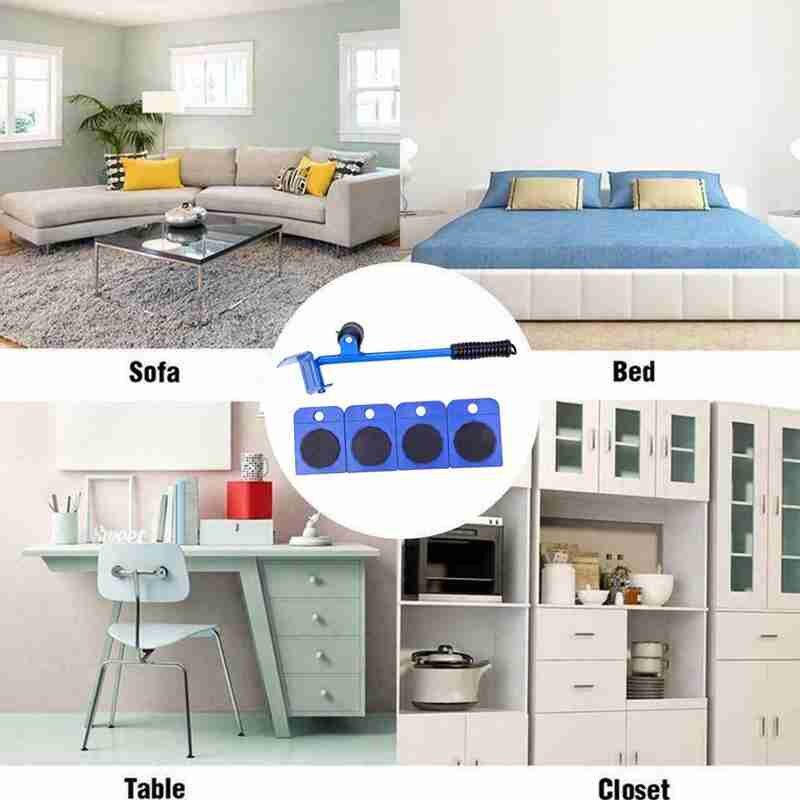 5Pcs Meubels Movers Beroep Zware Meubels Roller Apparaat Kit Bewegen Tool Set Wiel Sliders Bar Lifter Meubilair Mover Q1S2