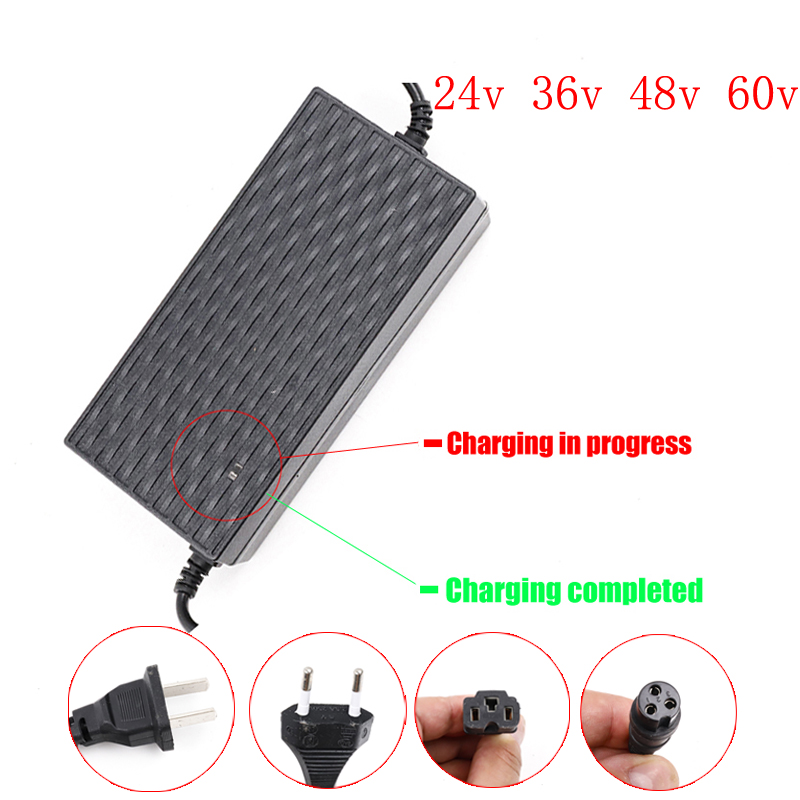 Chargeur universel de batterie au Lithium pour vélo électrique, 24v 2a 36v2a 48v2a 60v2a, accessoires pour Scooter électrique