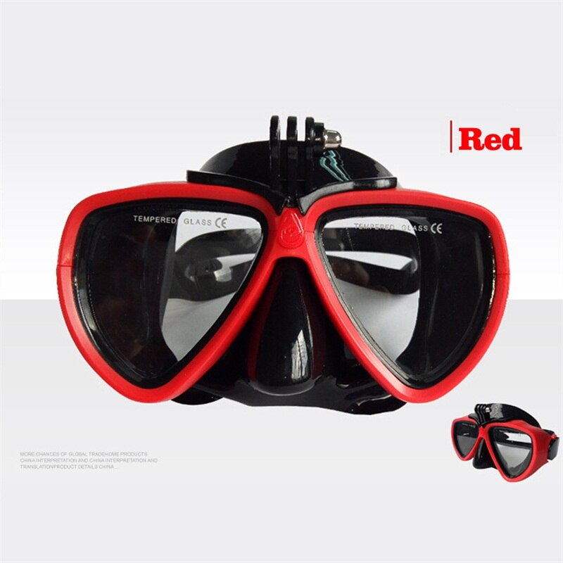 Duikbril Masker Sport Scuba Met Onderwater Camera Mount Gehard Glazen Masker Apparatuur HT15-0024: RED