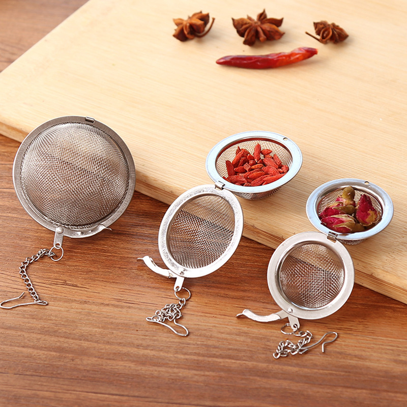 Tetilbehør 3 størrelse kuglelås af rustfrit stål krydderi tekugle si mesh infuser te filter te infuser