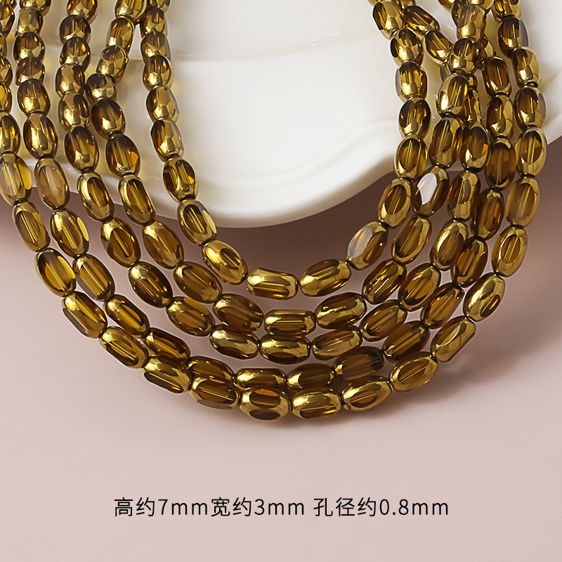 45-50 peças 3x7mm briolette contas de vidro ovais banhadas a cor dourada cristal contas espaçadoras soltas para pulseira diy acessórios de colar: CINZA