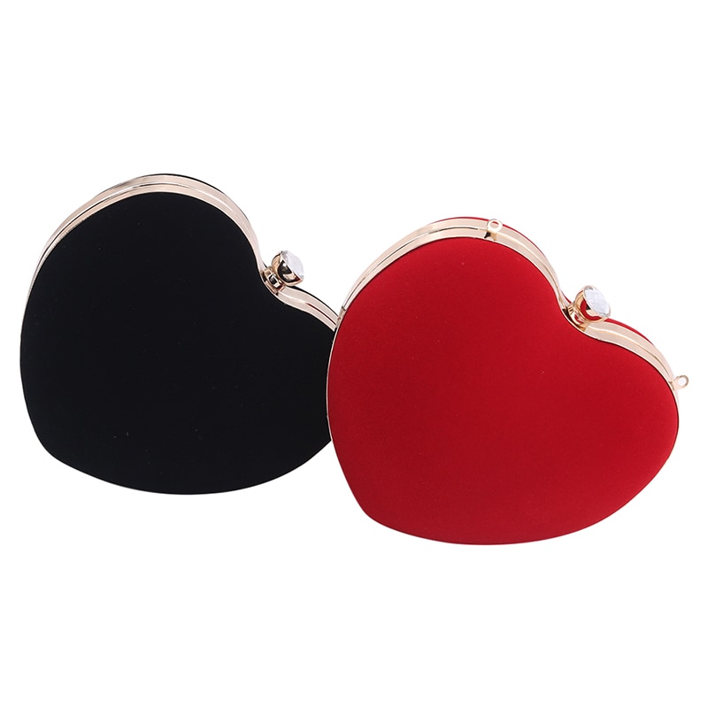 Heart Shaped Diamonds Women Evening Bags Chain Shoulder Purse Day Clutches Evening Bags For Party Wedding