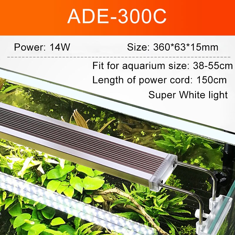 SUNSUN ADE-Lámpara de iluminación LED para acuario, dispositivo ultrafino para cultivo de plantas acuáticas, 5-24W, 220V: ADE-300C / EU Plug Adapter