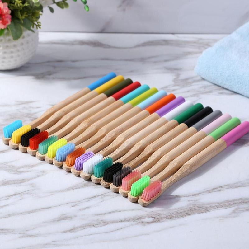 10-Pack Bamboo Toothbrush Medium Bristles Biodegradable Plastic-Free Toothbrushes Cylindrical Low Carbon Eco Bamboo Handle Brush: Default Title