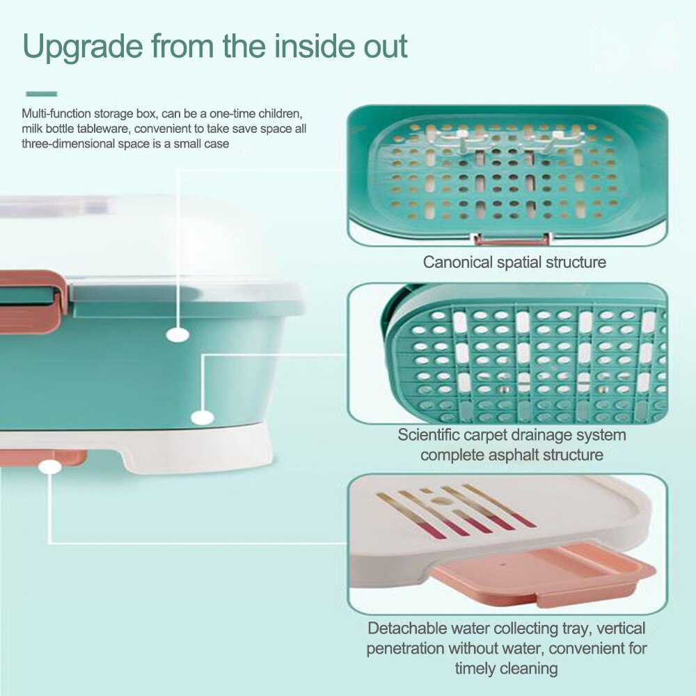 Portable Baby Bottle Rack Storage Box Organizer Dust Proof Drying Shelf Box Baby Milk Feeding Bottle Dryer Box Baby Accessory