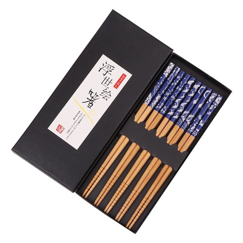 Bamboo Chopsticks Tableware Box 5 Pairs Chopsticks Chopsticks Set Korean Kitchen Supplies Natural Bamboo Flatware