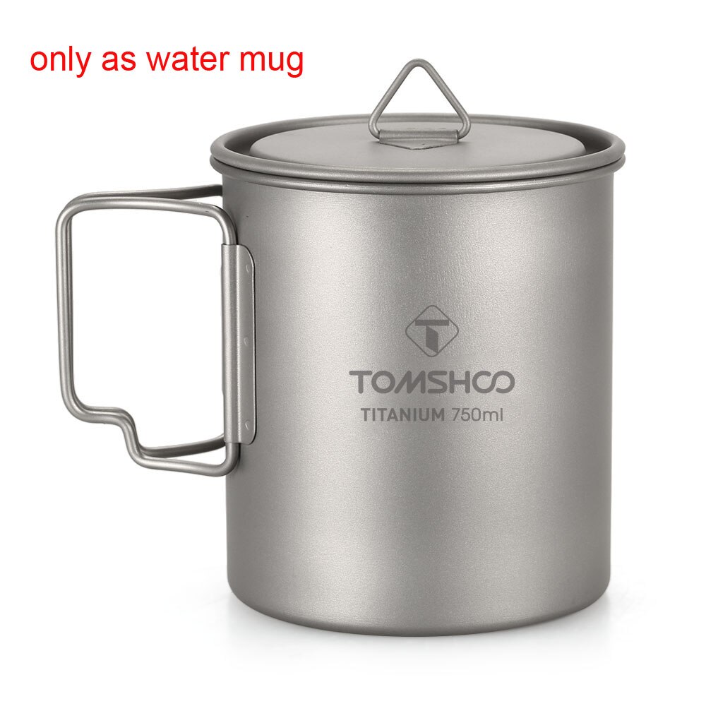 Titanium Pot Pan Set Super Titanium Cup Water Cup Lightweight Camping Cookware Set Portable Cooking Tool with Folding Handle: Water Mug