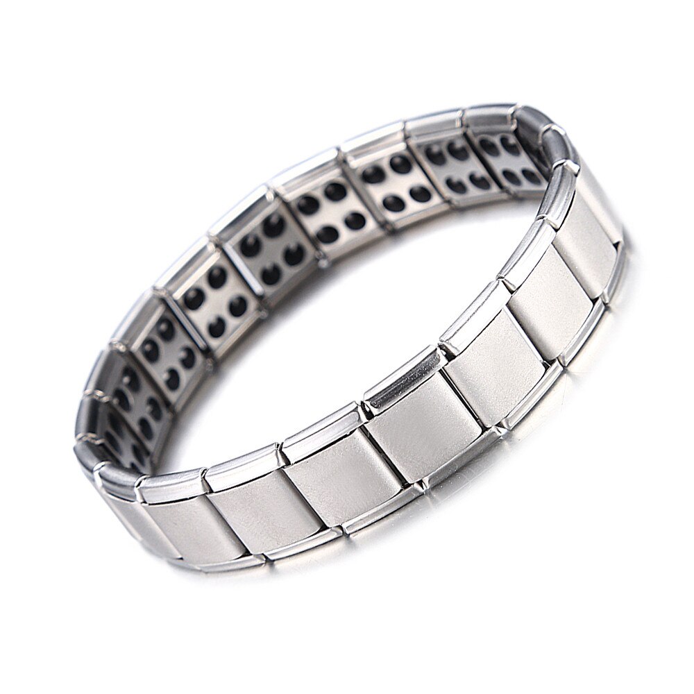 Vrouwen Polsband Rvs Elastische Verstelbare Zwart Rose Goud Kleur Germanium Magnetische Armband Voor Mannen Gezondheid Sieraden: 13mmsilver