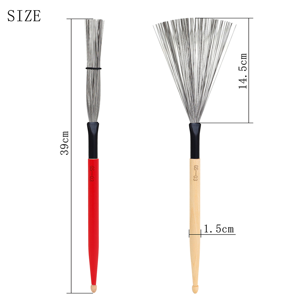 M MBAT GS-03 2 pcs/set Drum Brushes Dual Head Dual Purpose Colorful Metal Drum Sticks Drum Brushes Percussion Accessories