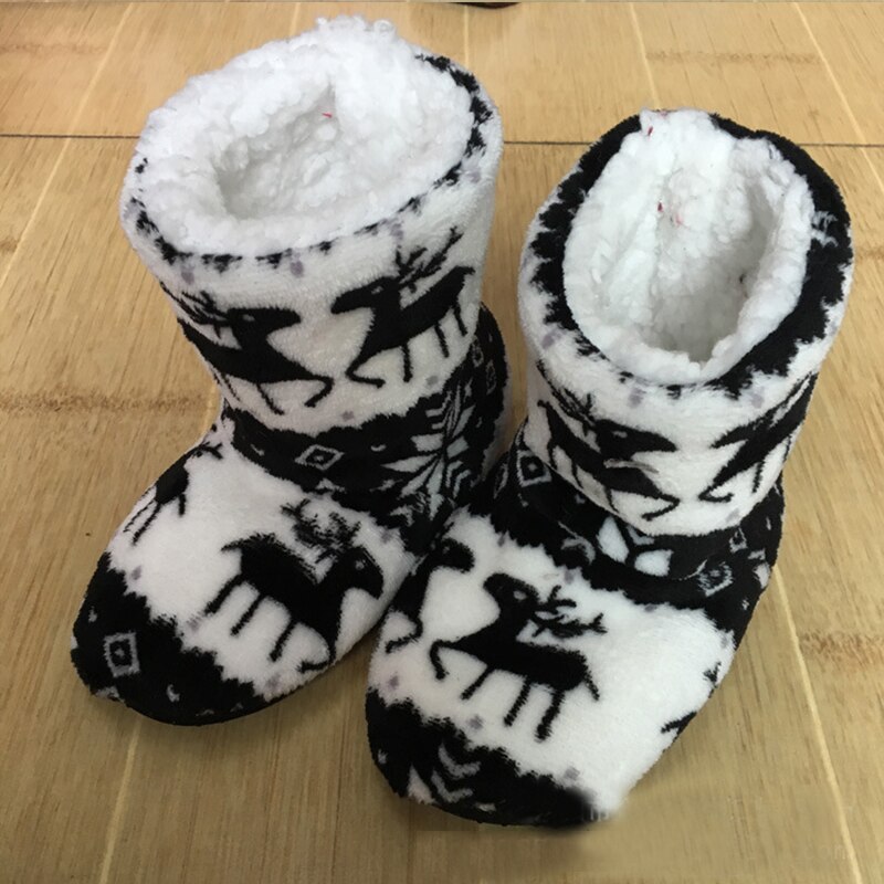 Hause Hausschuhe Frauen Winter Boden Schuhe Weihnachten Elch drinnen Socken Schuhe Warme Pelz Rutschen Damen Plüsch Hausschuhe Pantoffels Damen