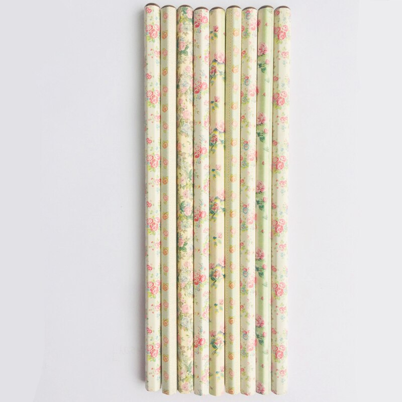 4pcs /Set Floral Hexagon HB Standard Wooden Pencil Writing Drawing Pencil School Supply Stationery: Default Title