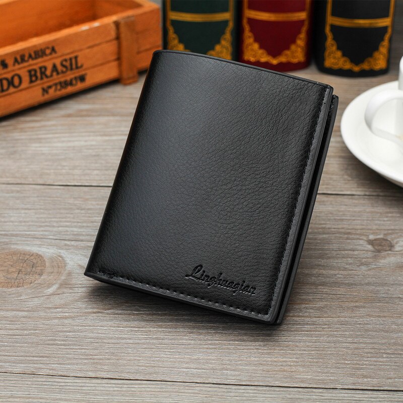 Mens Business Pu Leather Wallet Credit Card Holder Purse Rits Compartimenten Mannelijke Mini Zakelijke Portemonnee: AB