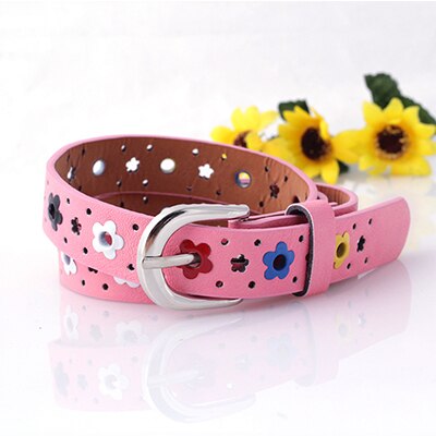 Meisje Riem Kleurrijke Bloem Vlinder Holle Kinderen Casual Pin Gesp Riem Roze Wit Blauw Geel Rood Zwart bruin: B