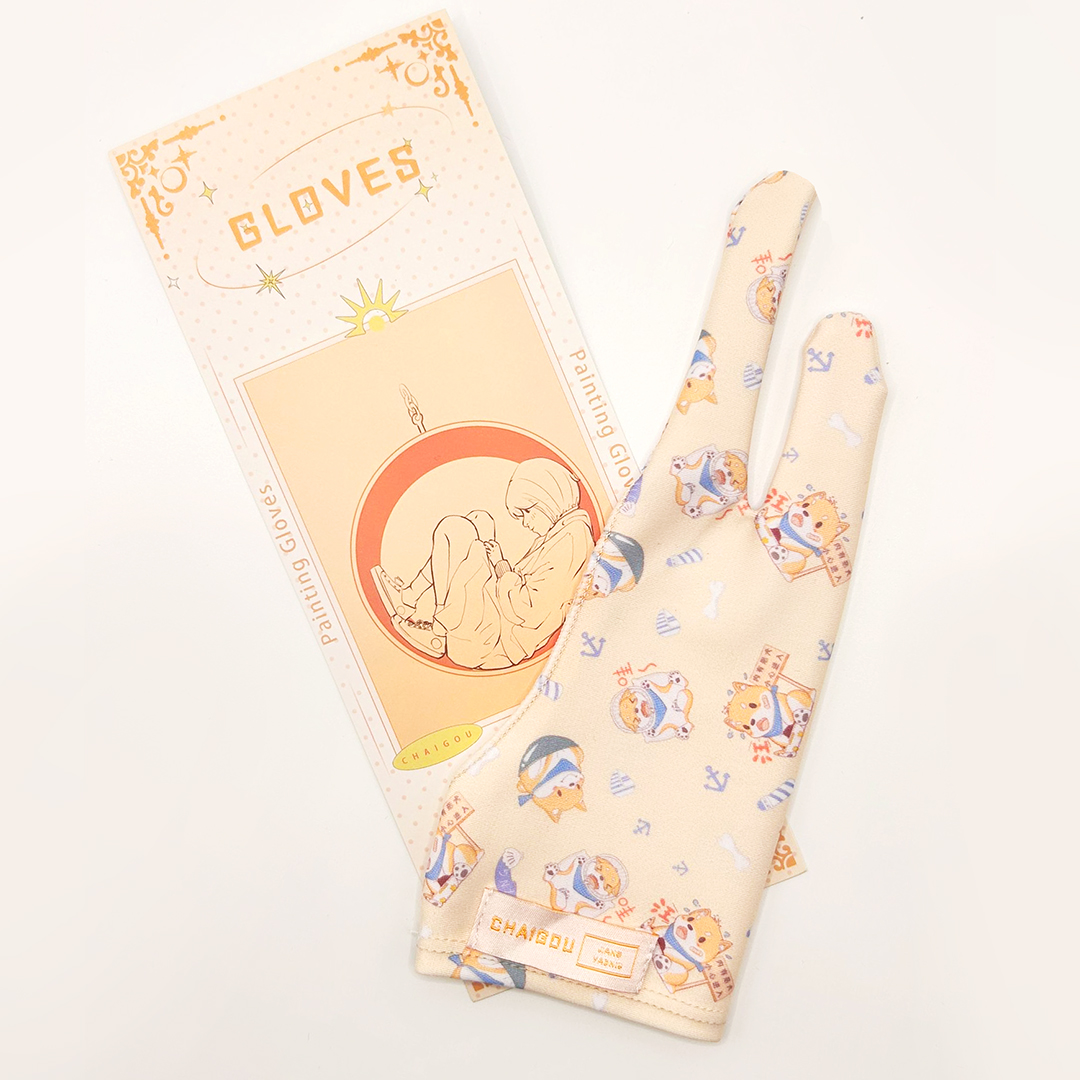 Leuke handschoen met twee vingers voor iPad/grafische tekentablet HUION / WACOM/XP-PEN, zweetbestendige handschoen voor het schetsen van schilderkunststudenten