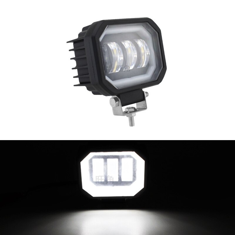 Motorcycle Led Headlight Work Light 4×4 SUV 30W Fog Lamp with Angel Eyes Car Offroad Truck Tractor Spot Beam Floodlight 9-32V: 1Pcs white light