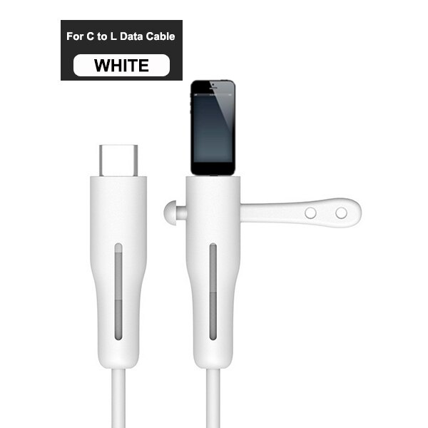 Protecteur de câble pour Apple iPhone USB chargeur câble protecteur cordon économiseur fil enrouleur Protection pour iPhone ligne de données protecteur: C to L  White