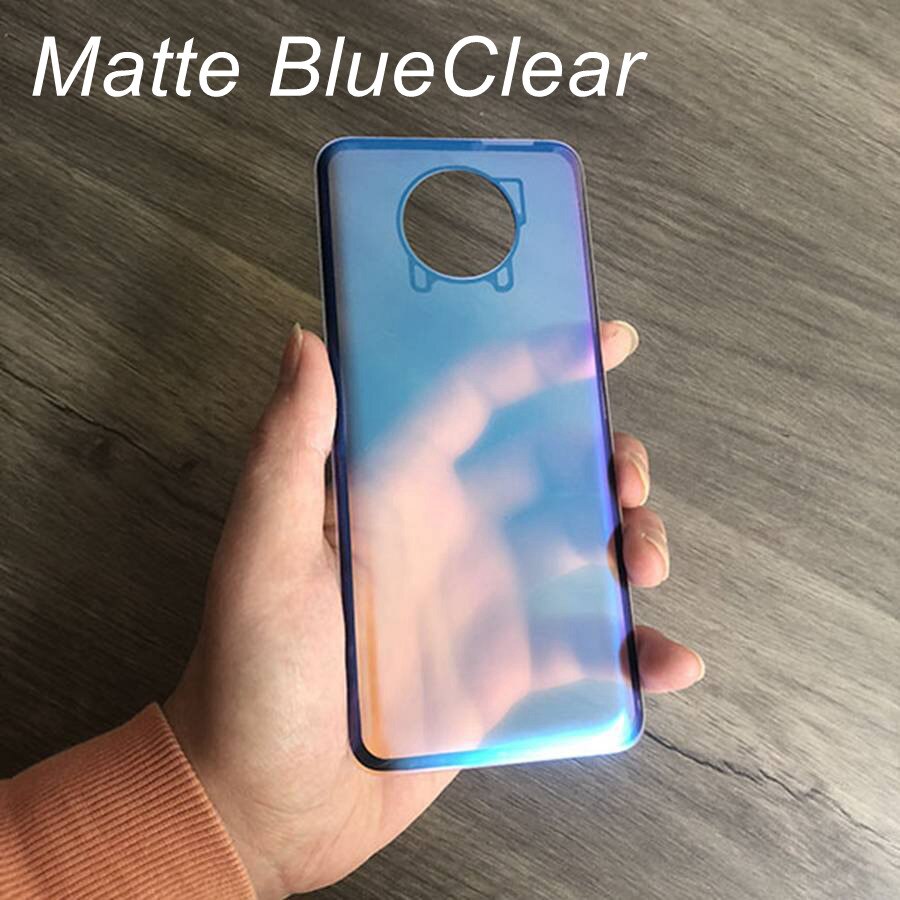 Transparente glasrückseite für xiaomi poco  f2 pro, akkudeckel, gehäuseabdeckung für poco  f2 pro: Matt-blau-klar