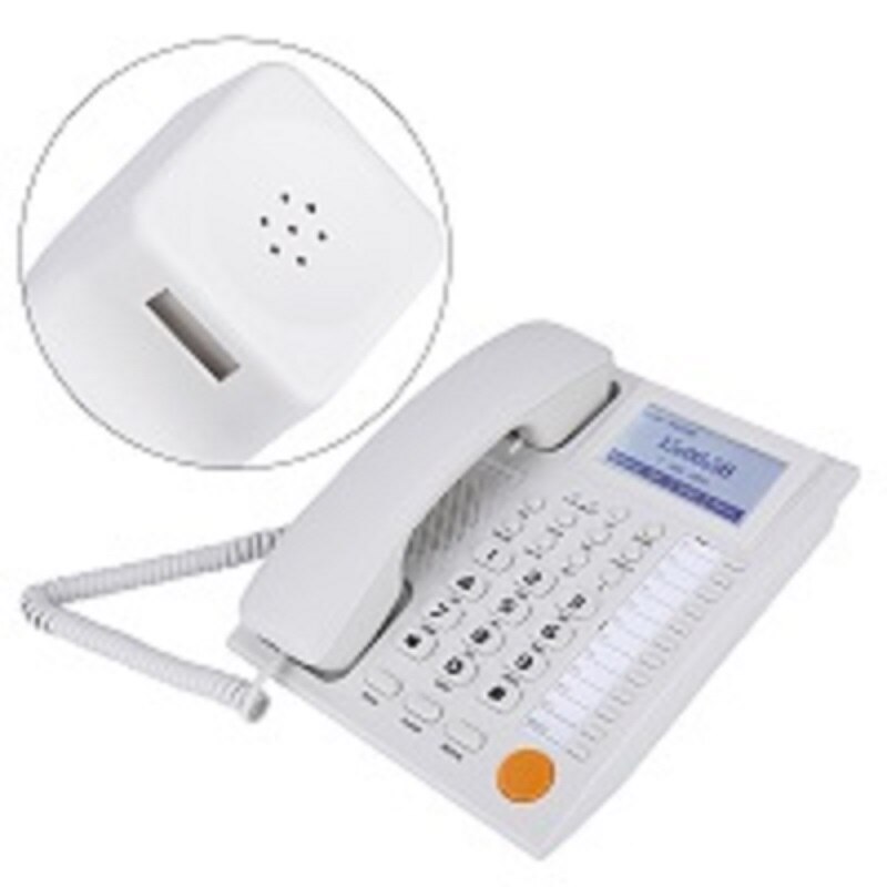 Caller ID Handfree Corder Telephone Fixe Landline Home Phone Mulitfunction Button Noise cancelling Dual-port Extension Set: White