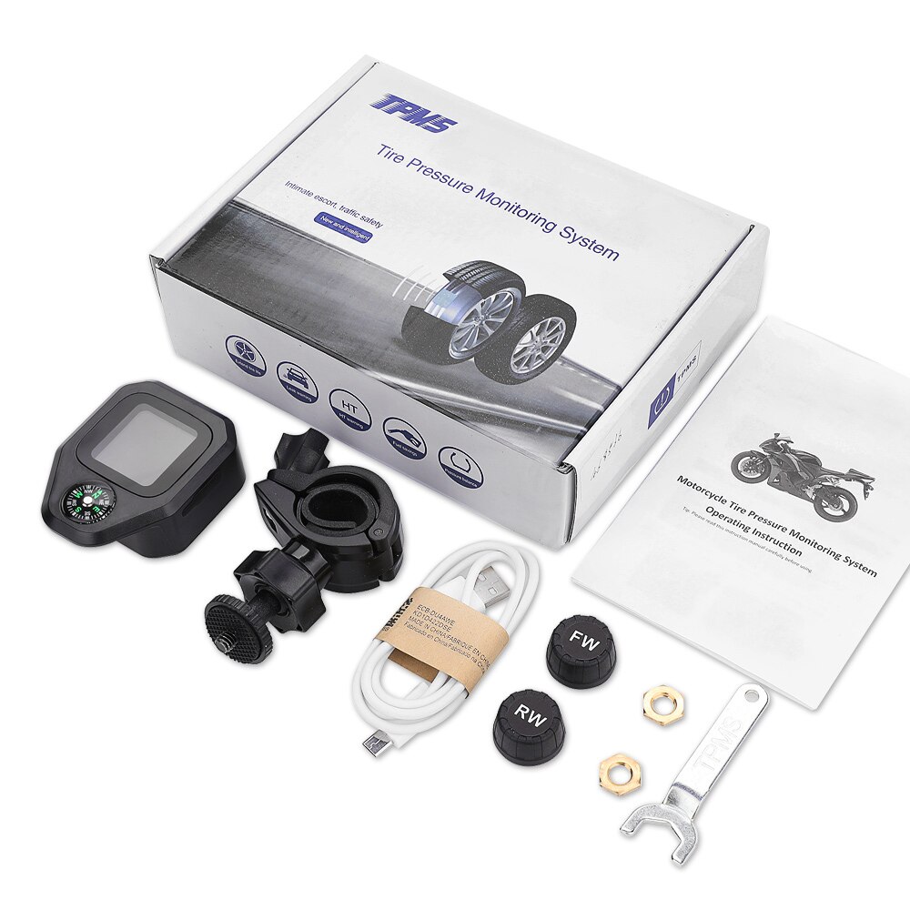 Tpms lastbil 6 dæk 6 stk ekstern sensor høj temperatur alarm dæktryk overvågningssystem dækmåler digital eksplosionssikker: Til motorcykler