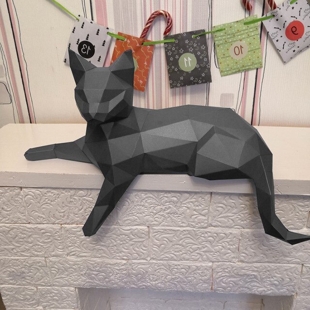 70cm beau chat papier 3D bricolage manuel décorations pour la maison décoration murale fait à la main mignon géométrique papier figurines d'action jouets: H