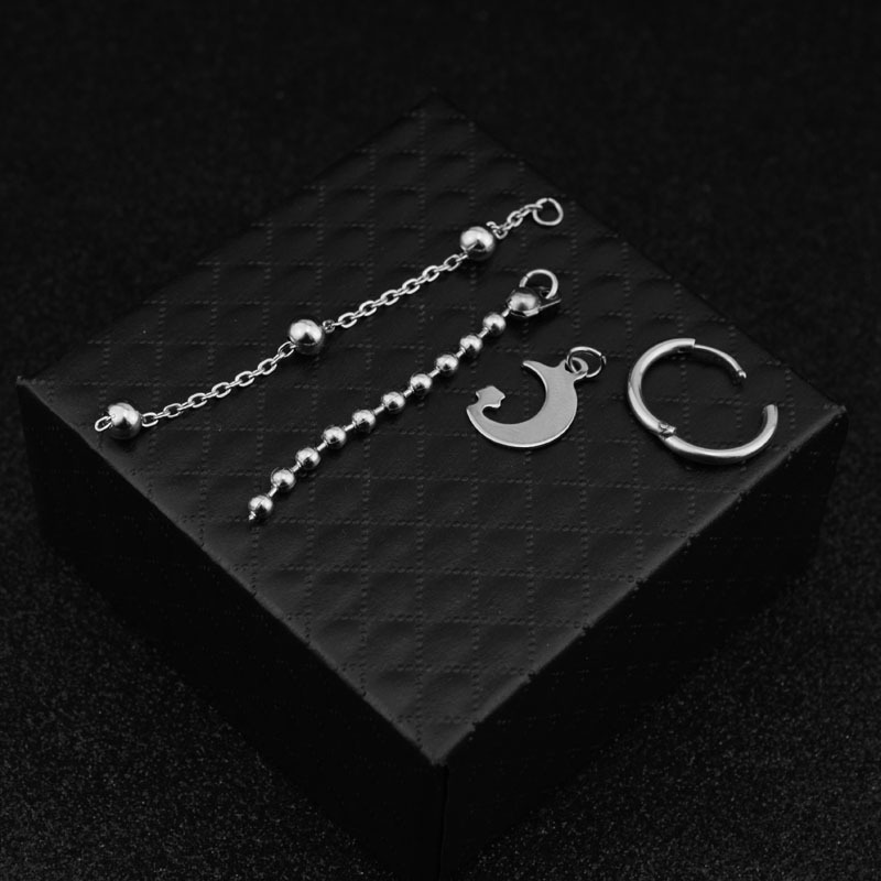 Idol Korean Punk Moon Star Long Chain Pendant Earrings for Women Men Boys Rock Hip Hop Hipster Earrings Girls Party Jewelry