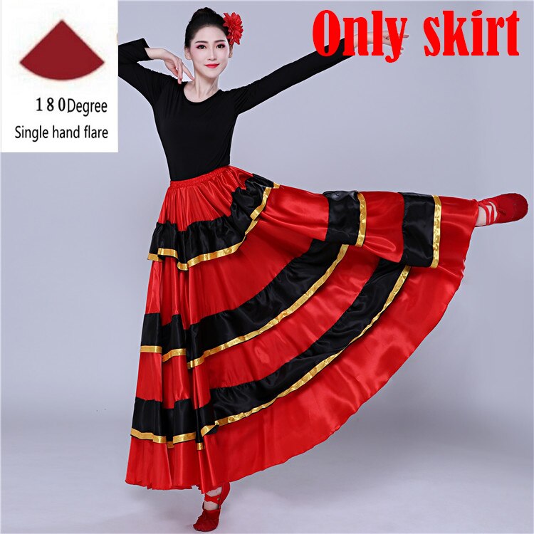 Neue Spanisch Flamenco Felsen Stierkampf Bauchtanz Kleid Kostümich Bühne Leistung Party verrotten Felsen Frauen Weibliche Kleidung DL5157: 180 Grad