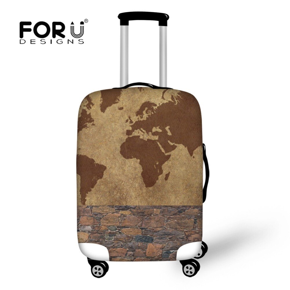FORUDESIGNS Trolley Abdeckung Welt Karte Druck Dick Gepäck Protector Fall Auf Koffer Frauen Wasserdichte Abdeckung Reise Zubehör