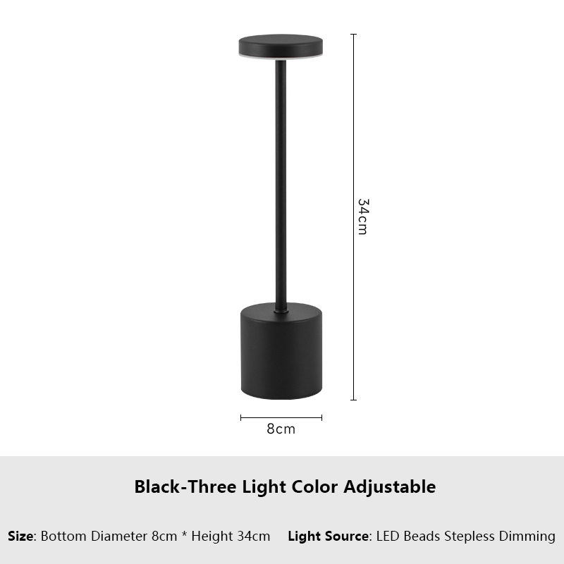 Creatieve Aanraaksensor Led Tafellamp Usb Oplaadbare Nachtlampje 3 Kleuren Verstelbare Temperaturen Bureaulamp Hotel Bar Decoratie: Black