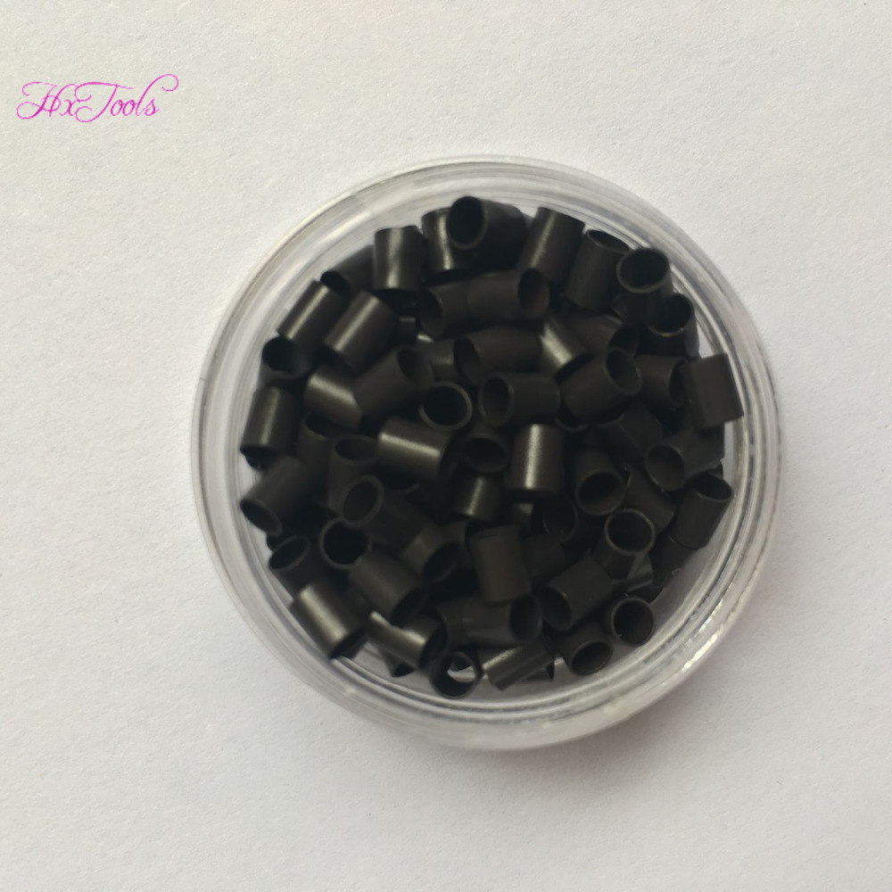 1000 stk sorte lige kobberringe minilåse  of 3.2 x 2.8 x 3.8mm perler med let låse til i tip hårforlængelse