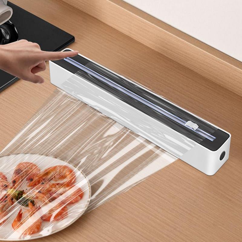 Dozownik folii spożywczej z nożem Uchwyt na folię aluminiową Wytrzymały obcinacz folii spożywczej Oszczędzający miejsce organizer na wosk