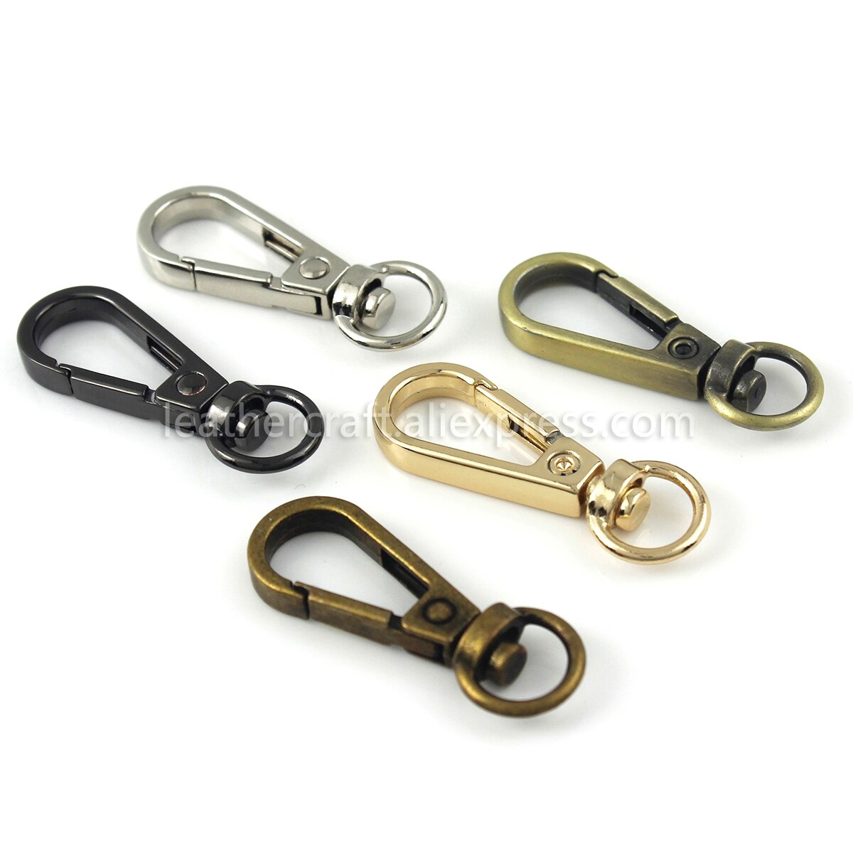 1 st metall vridbar o-ring öga karbinhake trigger spännen klämmor för läder pysselväska rem bälte webbing nyckelring liten storlek