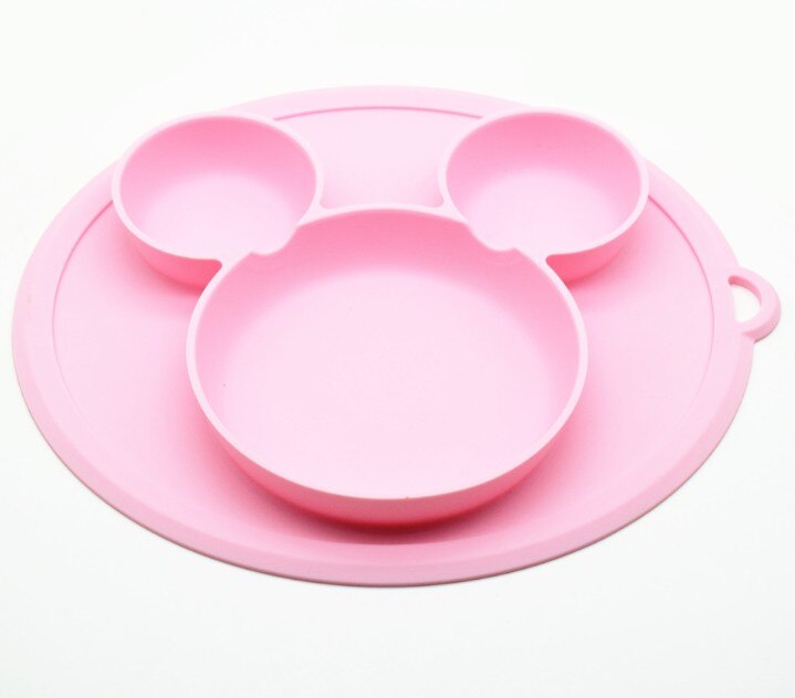 Børns silikoneskål sugeskål børn tallerken baby tallerken baby børn & #39 #39 fodring platos børn bordservice mad tallerken: Lyserød