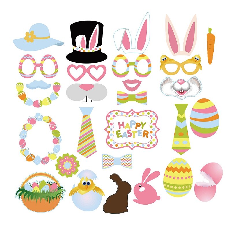 Easter Photo Booth Props Egg Rabbit Mask Glasses Photobooth Props Happy Easter Party Photography Prop Kids Favor