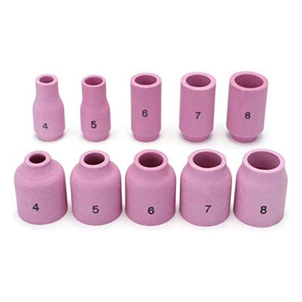 Kit de accesorios para soplete de soldadura TIG, boquilla de alúmina, lente de Gas rechoncho, Kit de taza Pyrex 10 para herramientas TIG WP-17/18/26, 55 Uds.