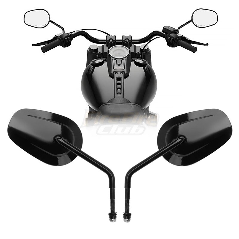 KEEPDSGN Black Motorcycle Mirrors – 5.5” X 2.75”, 7” Stem, Fits Harley Touring, Street Glide, Road King, Softail, XL883