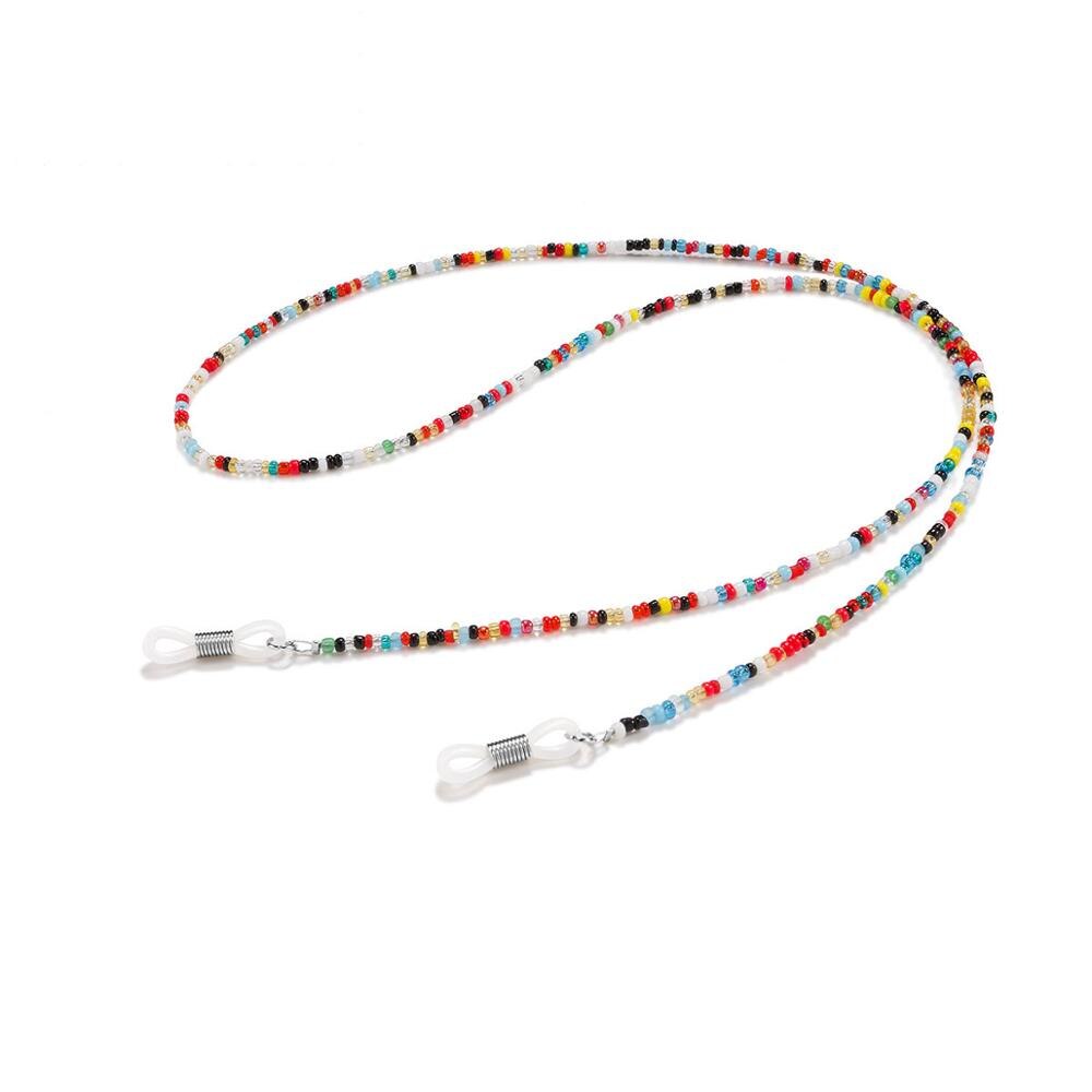 Kralen Ketting Zonnebril Mode Multicolor Minimalistische Glazen Ketting Glazen Kralen Silicagel Anti-slip Ring Lange Ketting Accessoire