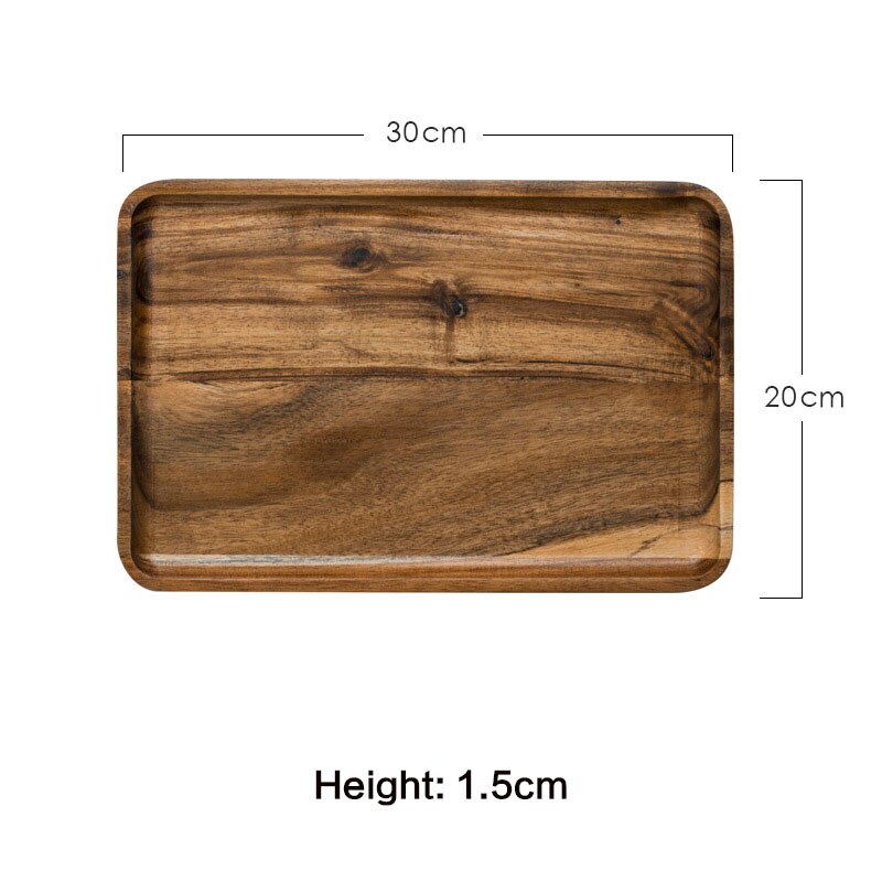 Wooden Tray Japanese Style Household Serving Tray Steak Fruit Snack Coffee Plate Food Tea tray Acacia wooden plate tea tray: D