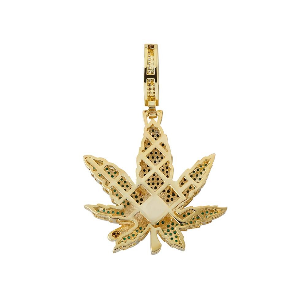 TOPGRILLZ Green Maple Leaf Anhänger Eis Aus Zirkonia Anhänger Bling CZ Charme Hip-hop Schmuck