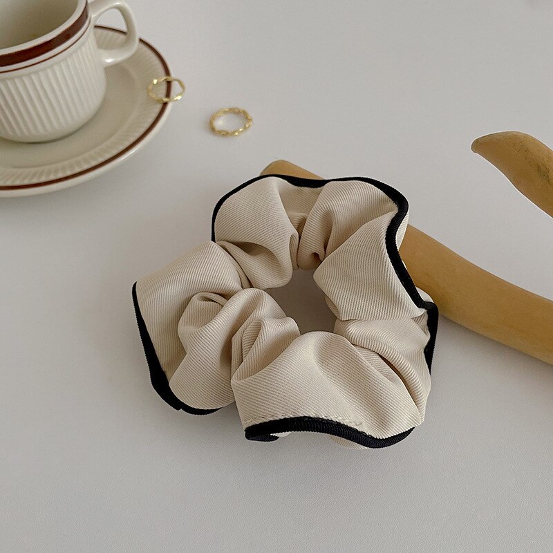 Black White Hair Scrunchies Simple Hair Band Women Girls Ponytail Holder Hair Rubber Bands Hair Ties Hair Accessories