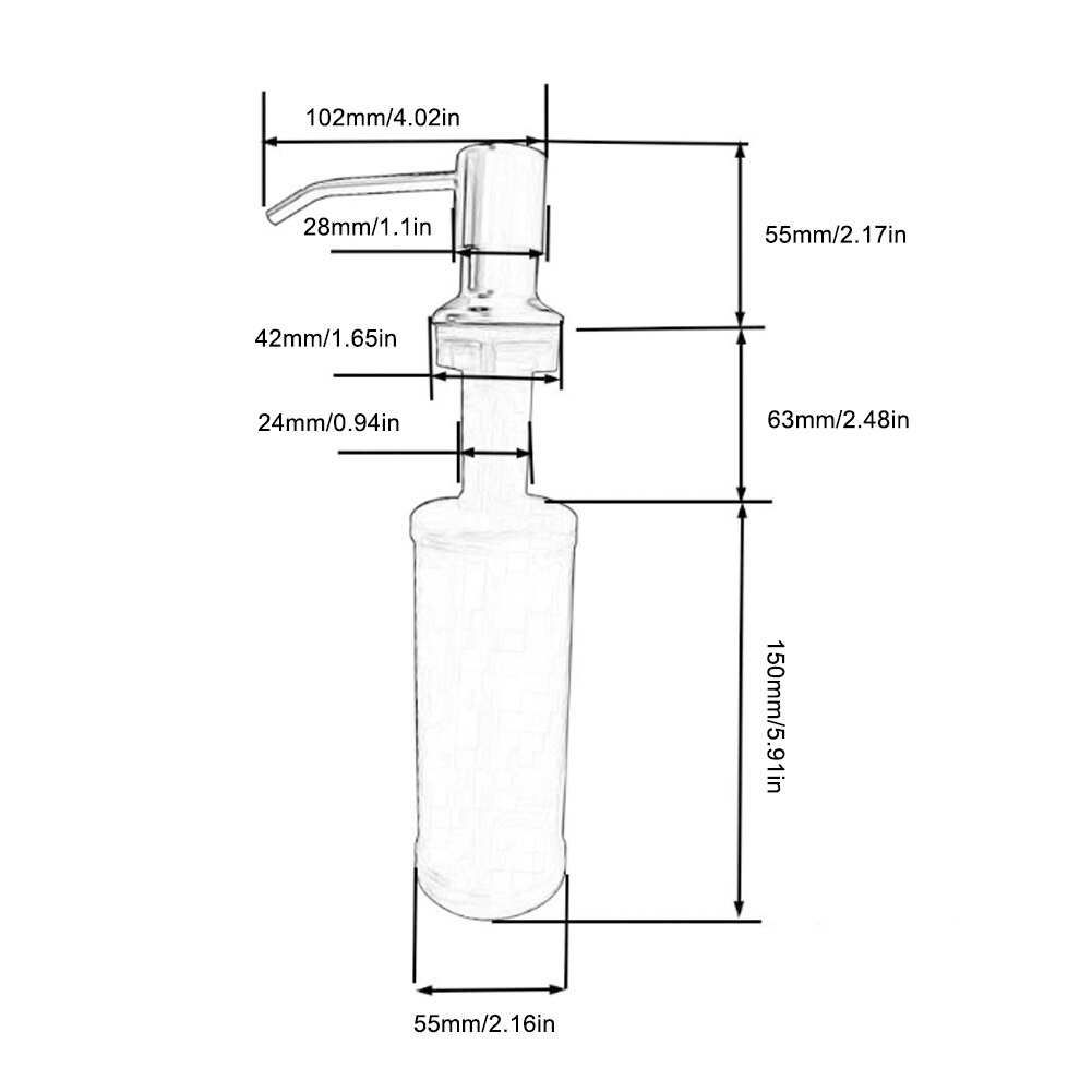 300ml Kitchen Sink Soap Dispenser ABS Hand Soap Dispenser Detergent Liquid Soap Lotion Dispensers Stainless Steel Head
