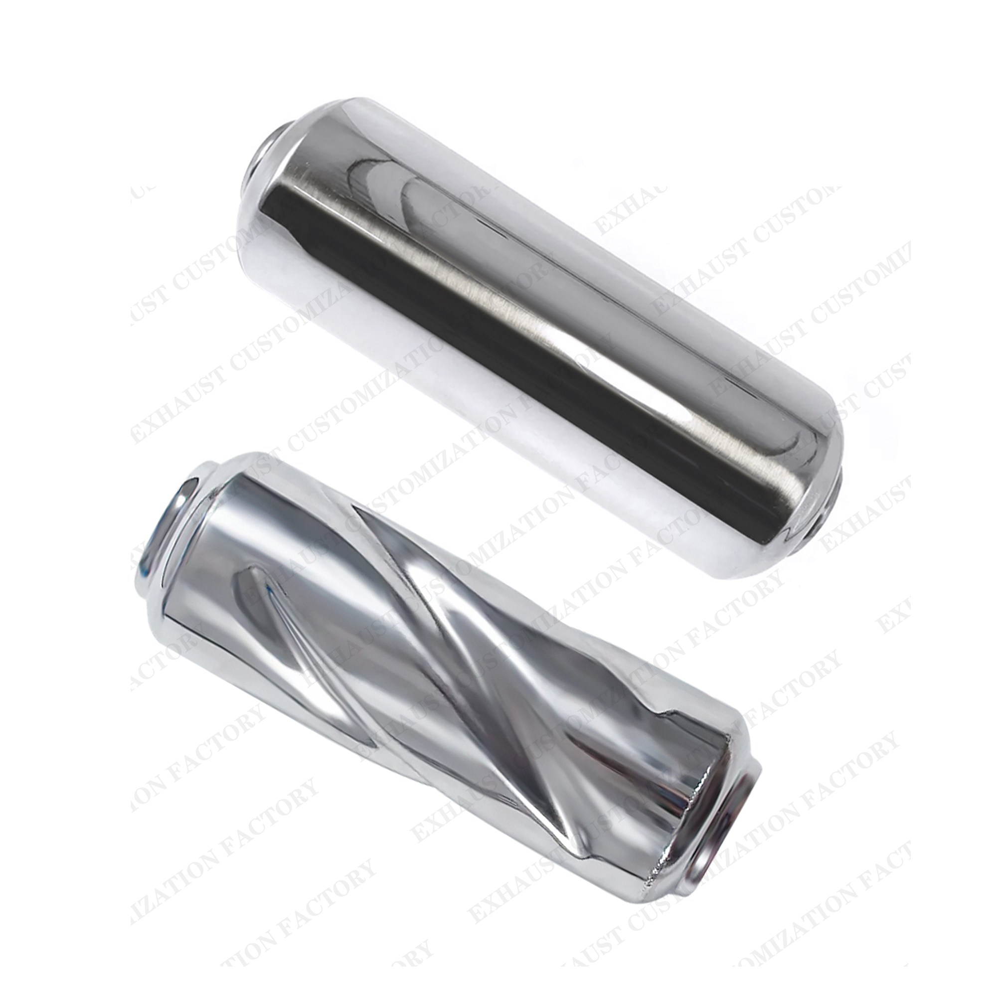 Resonador de escape de rendimiento, silenciador de entrada y salida de 63mm, sistema de escape de superficie en espiral de acero inoxidable 304, accesorios para coche DIY