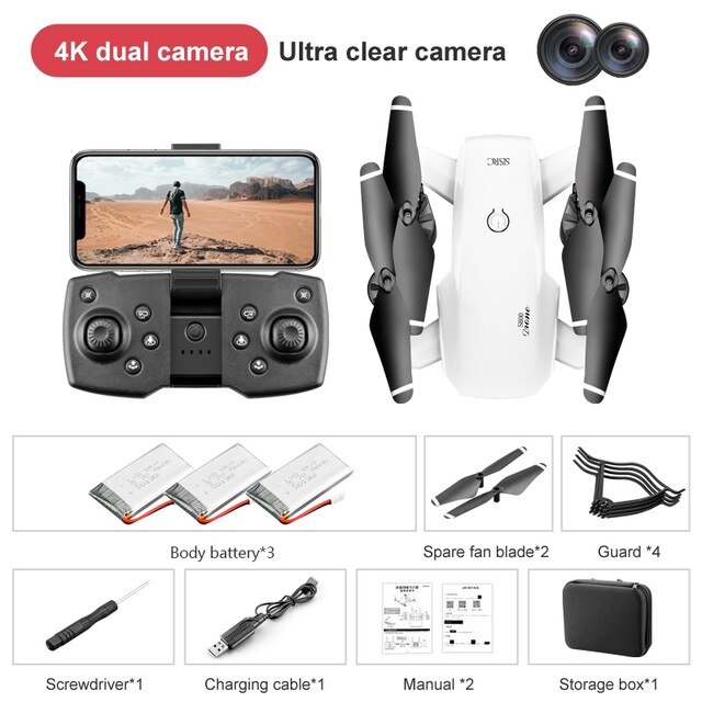 Wecute Dron 4k Drones RC Quadcopter Fpv Drone With Camera HD Wide-angle Wifi Foldble Drone Profession: W 4K Dual Cameras 3B