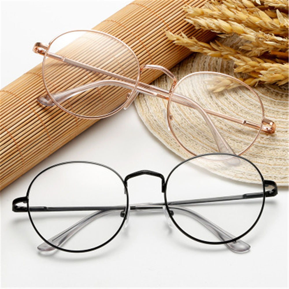 Metal vintage runde briller kvinder mænd oversized briller stel optisk spejl fladt briller synspleje briller